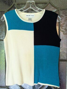 Hampshire Studio Vintage Color-Block Knit Shell Tank Top